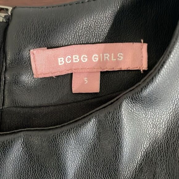 BCBG Girls Faux Leather Dress 5T Black Waterfall Hemline - Picture 5 of 7